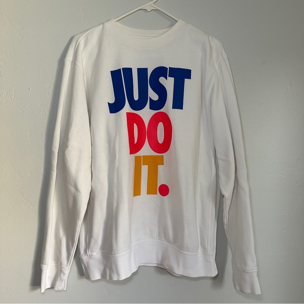 White Sweatshirt with Bold Slogan